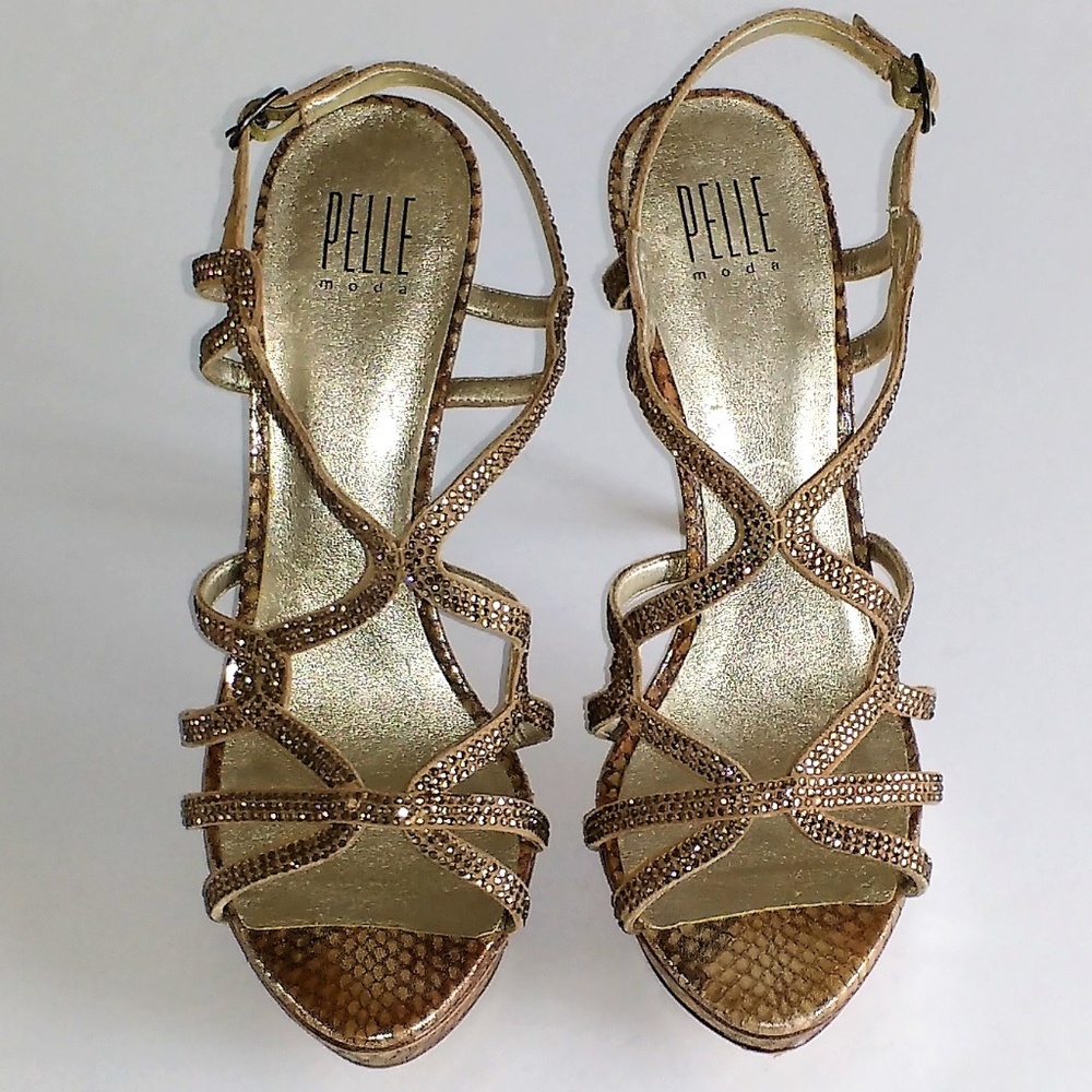Pelle Moda crystal Italian leather platforms 9.5 M